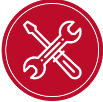 Tools symbol on red background